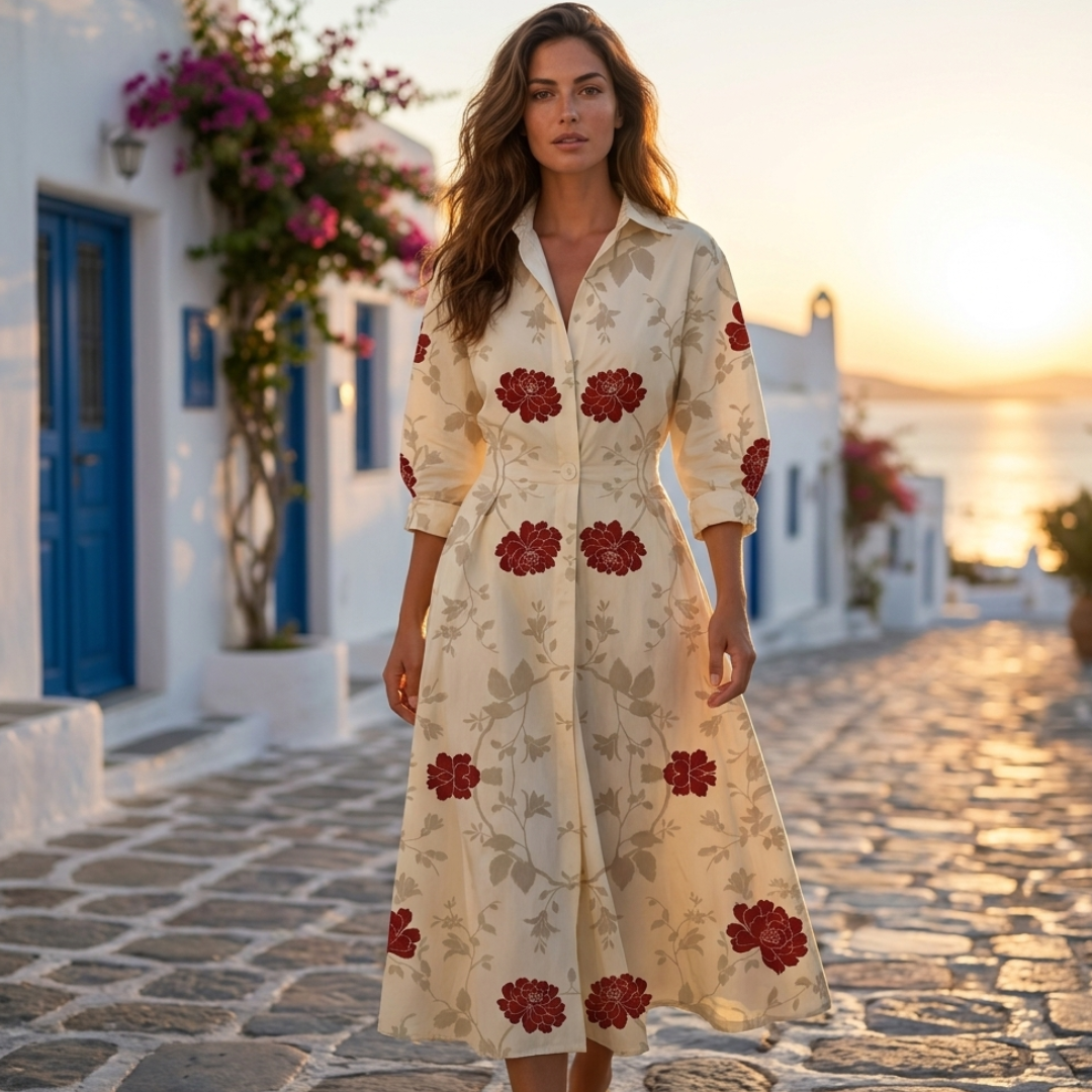 Lana - Elegantná bavlnená šaty s golierom