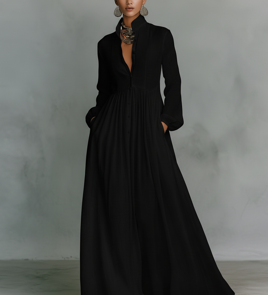 Slávka – Ľanové patchwork maxi šaty