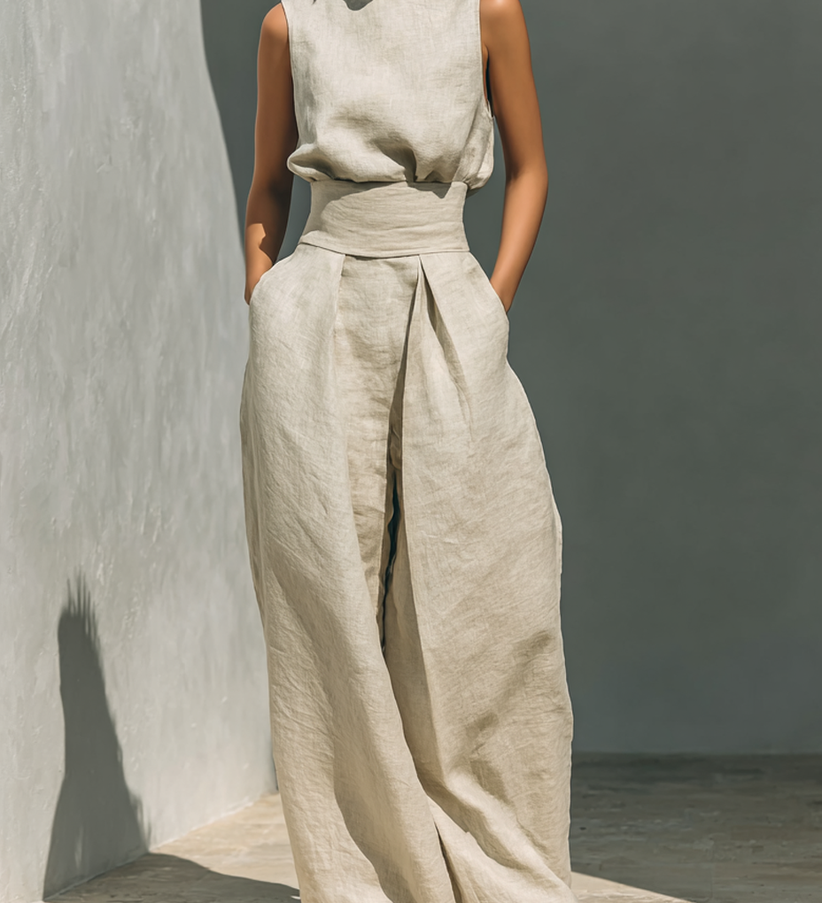 Nataša – Minimalistický set s bezrukávovou blúzkou