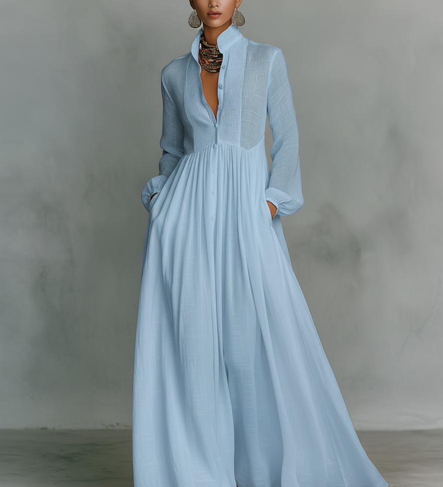 Slávka – Ľanové patchwork maxi šaty