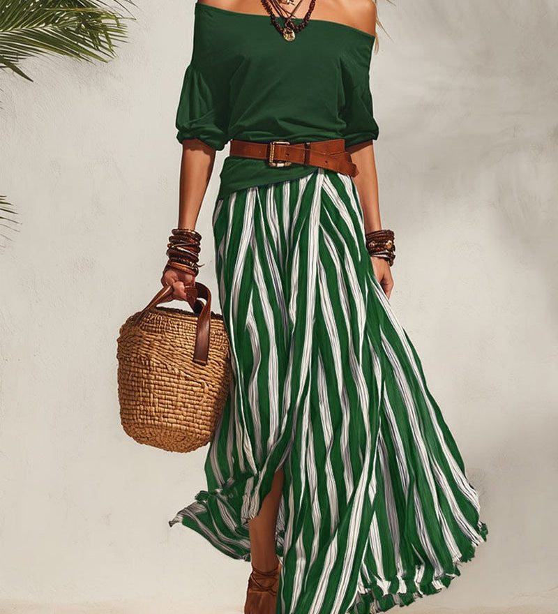Pia – Set s prúžkovanou maxi sukňou