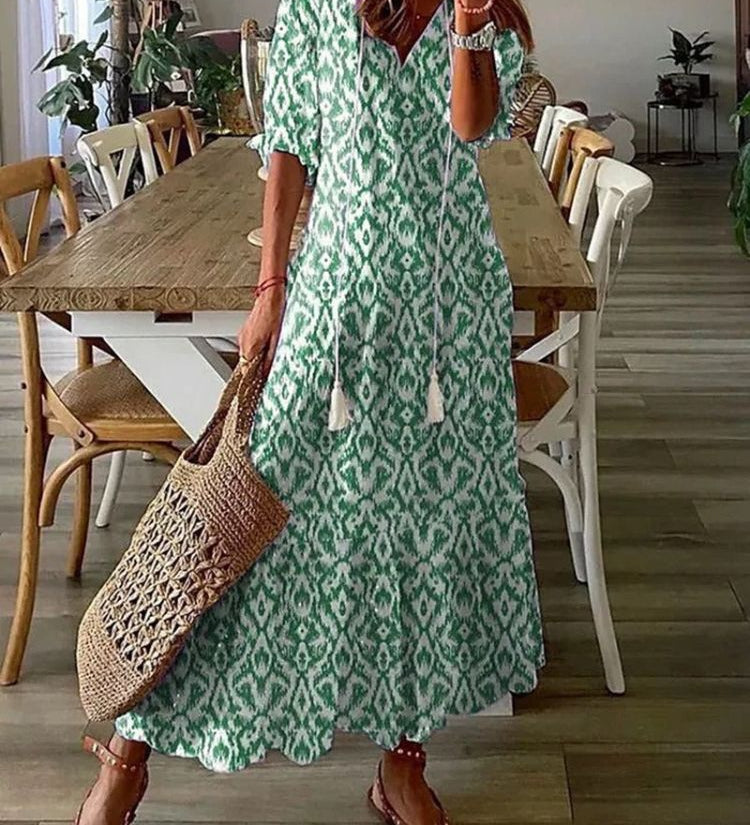 Kleoniki - Elegantná zamatová maxi šaty s kvetmi