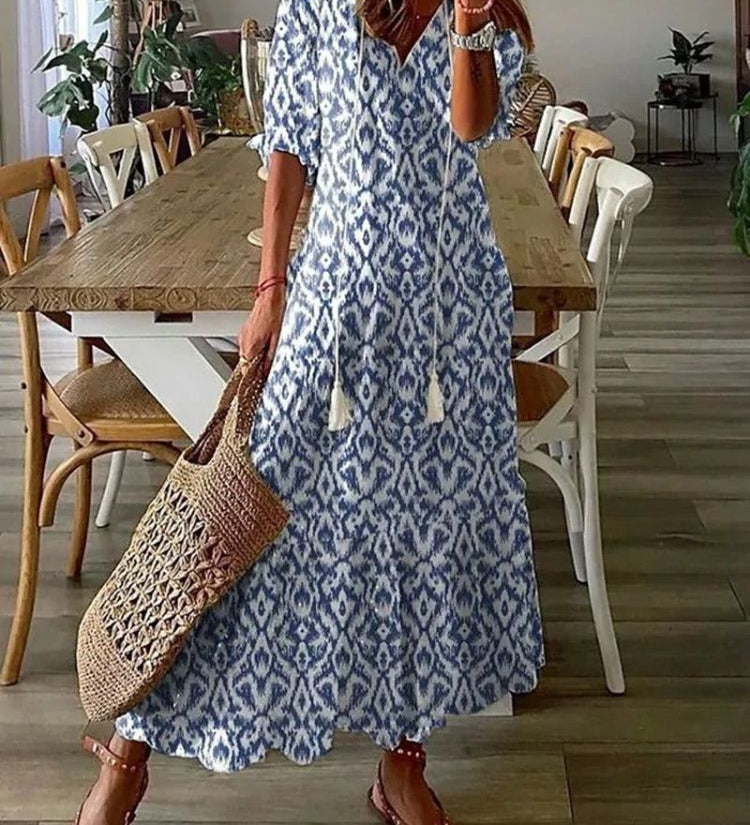 Kleoniki - Elegantná zamatová maxi šaty s kvetmi