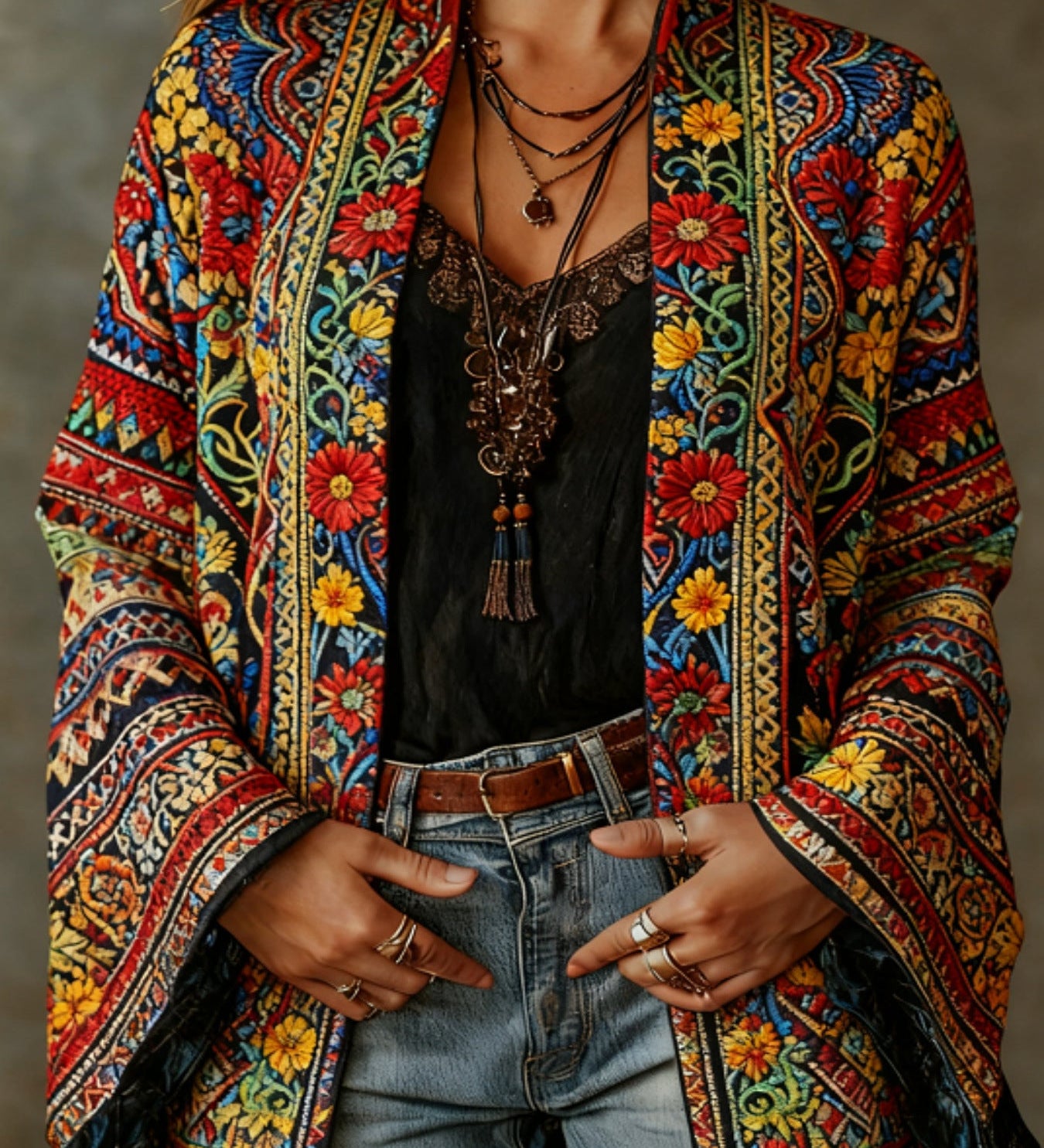 Lucia – vyšívaný kimono kardigán