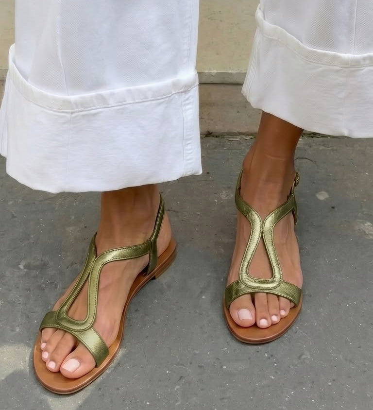 Marislava – Sandále slingback s vyrezávaním, metalické, nízke