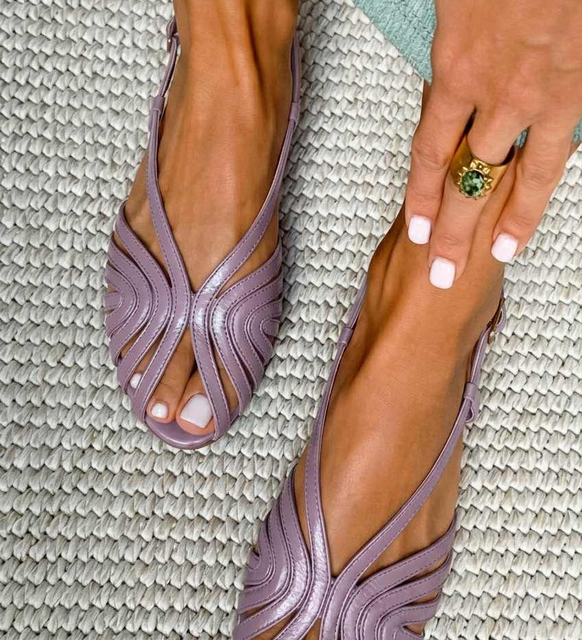 Faustinka – Letné nízke sandále peep toe s koženými remienkami