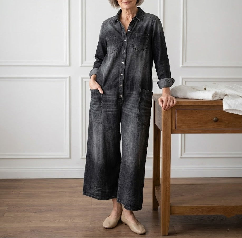 Diana™ | Vintage denim overal s gombami